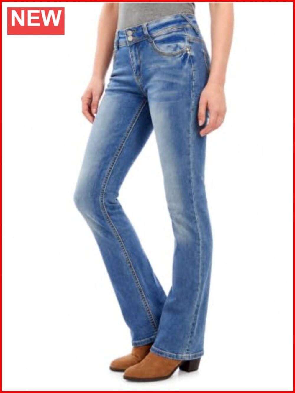 Mid Rise Bootcut Stretch Curvy Fit Denim Jeans for Women